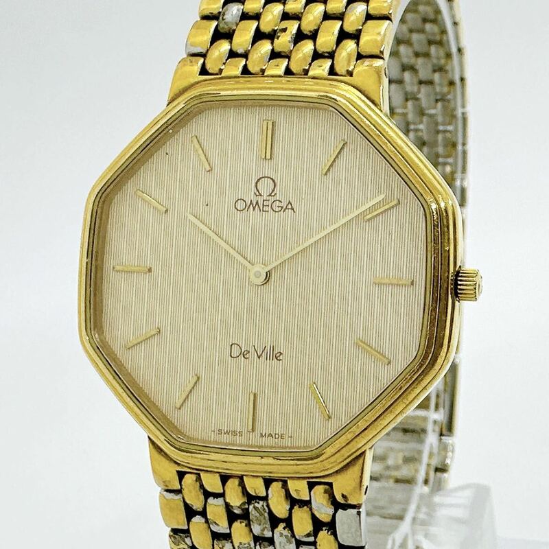 06081 オメガ OMEGA デビル DE VILLE メンズ ボーイズ ユニセックス 腕時計 クォーツ 電池式 QZ ゴールドカラー