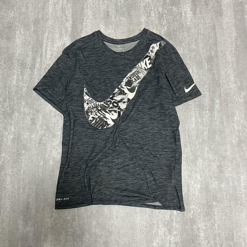 Tシャツ ナイキ NIKE スウッシュ アート dry-fit M チャコールグレー