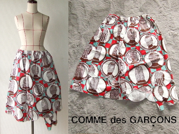 S★コムデギャルソン★COMME des GARCONSコーンロウ柄スカートパンツ　スカンツ変形スカラップパンツ不協和音2007アフリカン春夏ギャルソン