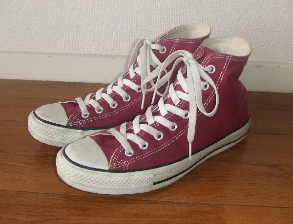 27cm★コンバースconverse★ハイカット マルーン　小豆色エンジhiオールスターall star8.5中古ユーズドused90s