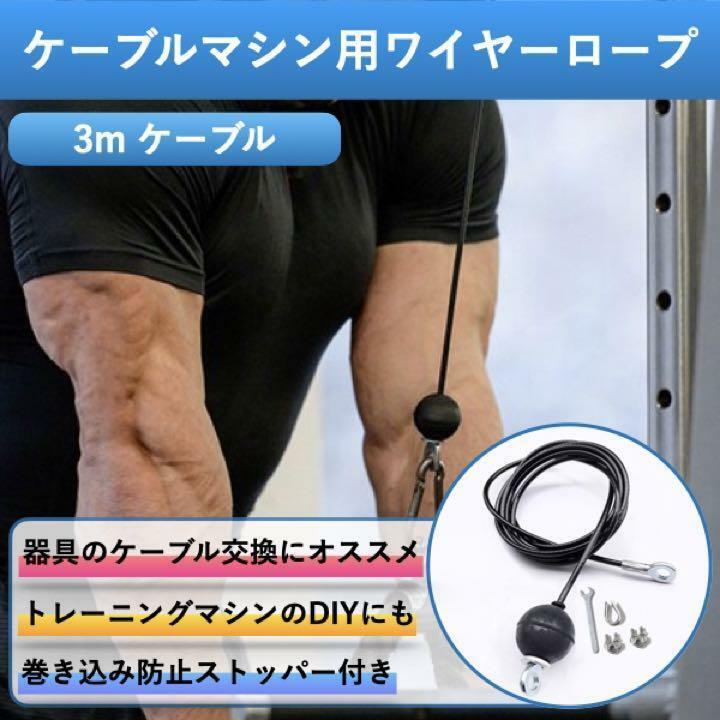 ワイヤーロープ ケーブルマシン用 アタッチメント ジム トレーニング器具 筋トレ 3m ラットプルダウン スミスマシン cim-131-3m