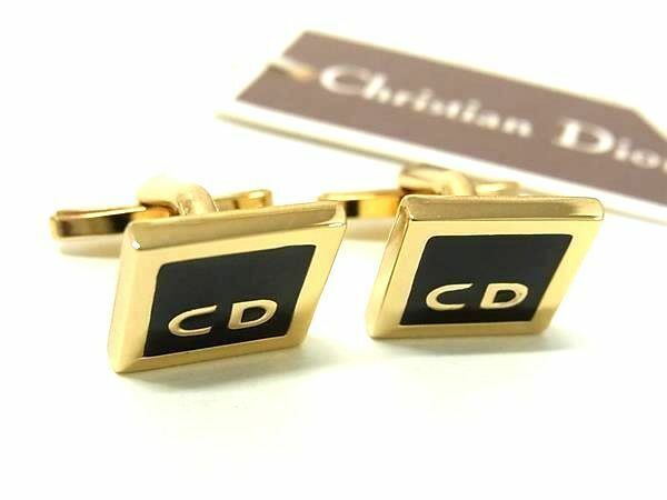 ■極美品■ ChristianDior クリスチャンディオール カフス カフリンクス アクセサリー ゴールド系×ブラック系 DE6652