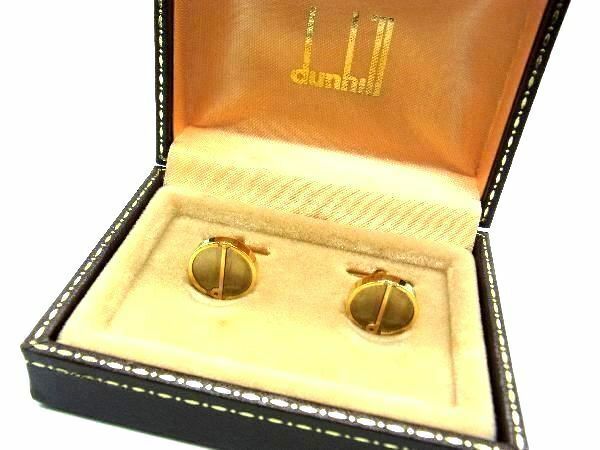 ■美品■ dunhill ダンヒル カフス カフリンクス アクセサリー 紳士 ビジネス メンズ ゴールド系 DD8846