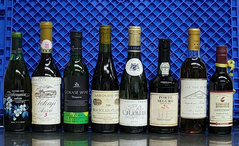 ワイン8本 サントリー /トカイアッス 500ml/GOKASE /BEAUJOLAIS-VILLAGES 2000 /PORTO SEGURO /CHABLIS 357ml/GRACE 360ml/LESTISSAC 5525g