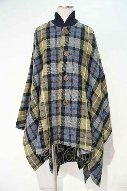 【USED】Vivienne Westwood MAN / ケープコート ヴィヴィアンウエストウッド ビビアン ブルーチェック 【中古】 I-24-02-17-021-co-HD-ZI