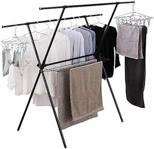 アイリスオーヤマ 伸縮自在で洗濯物の量で調節可能なコンパクト洗濯物干し 布団も干せる頑丈設計 約5人用 幅約92-152×奥行約6