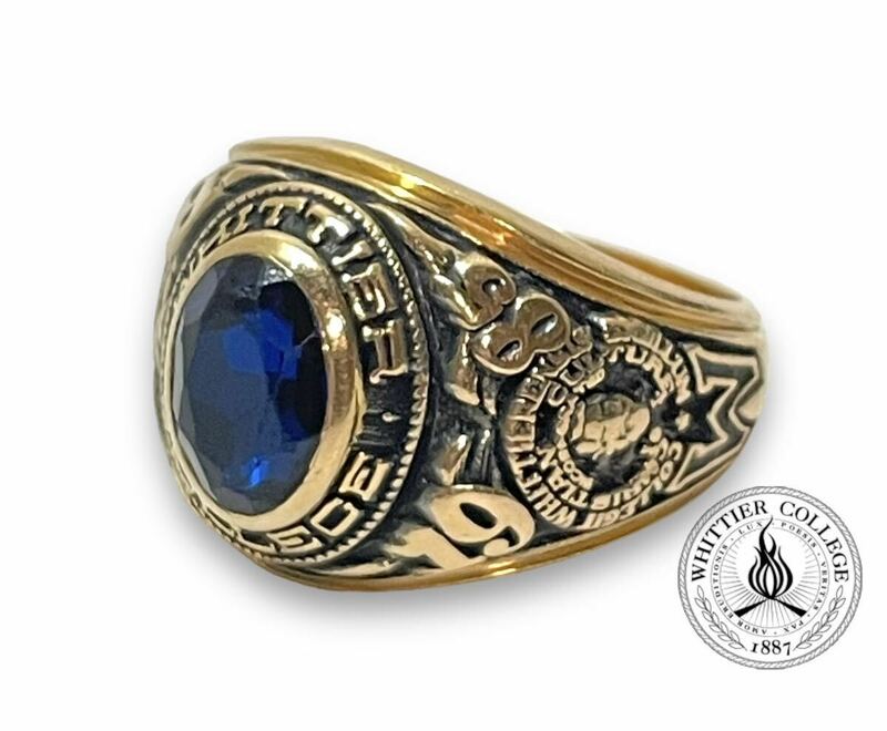 正規品 良品 1985年 JOSTENS WHITTIER COLLEGE ジャスティンズ社製 カレッジ リング14K 金 8.0g 青石 指輪 ビンテージ アクセサリー