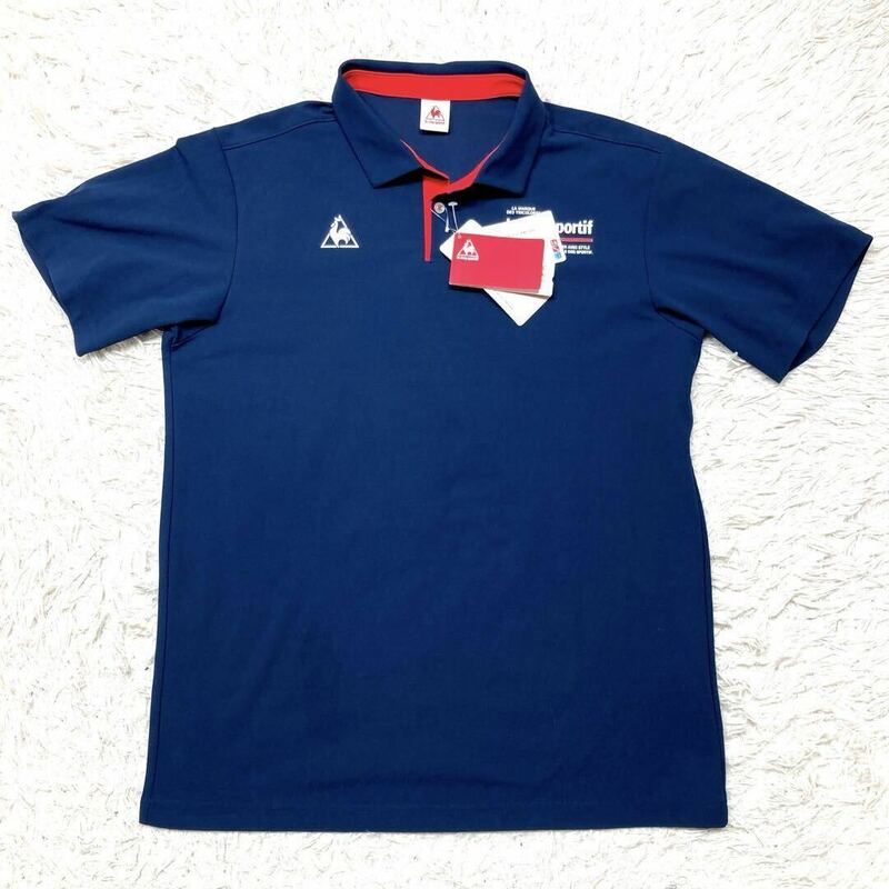 新品未使用タグ付 ルコックスポルティフ【ラウンドの帝王 3L位】le coq sportif ゴルフウェア 半袖ポロシャツ 大きいサイズ 速乾 軽量 紺