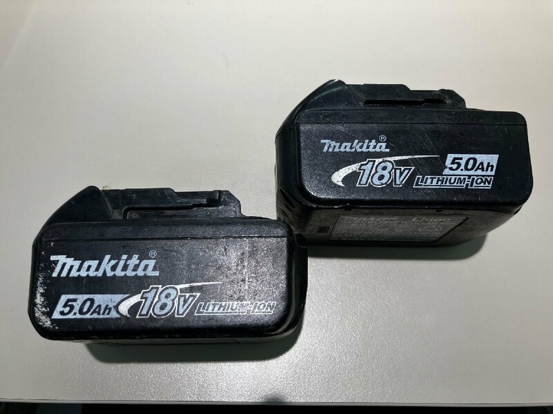 [9356‐014] Makita　 リチウムイオンバッテリー　 BL1850 ×2個セット　マキタ 　純正　 バッテリー 　18V 5.0Ah 　雪マーク　[中古]