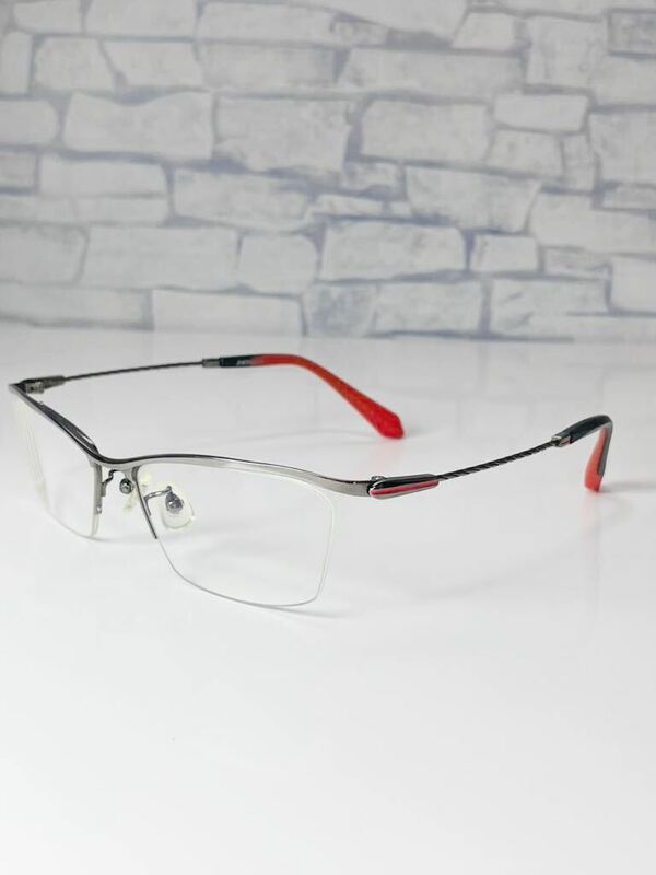 i-ATHLETE IA-439 アイアスリート スクエア型 ハーフリム ダークグレー 眼鏡 良品