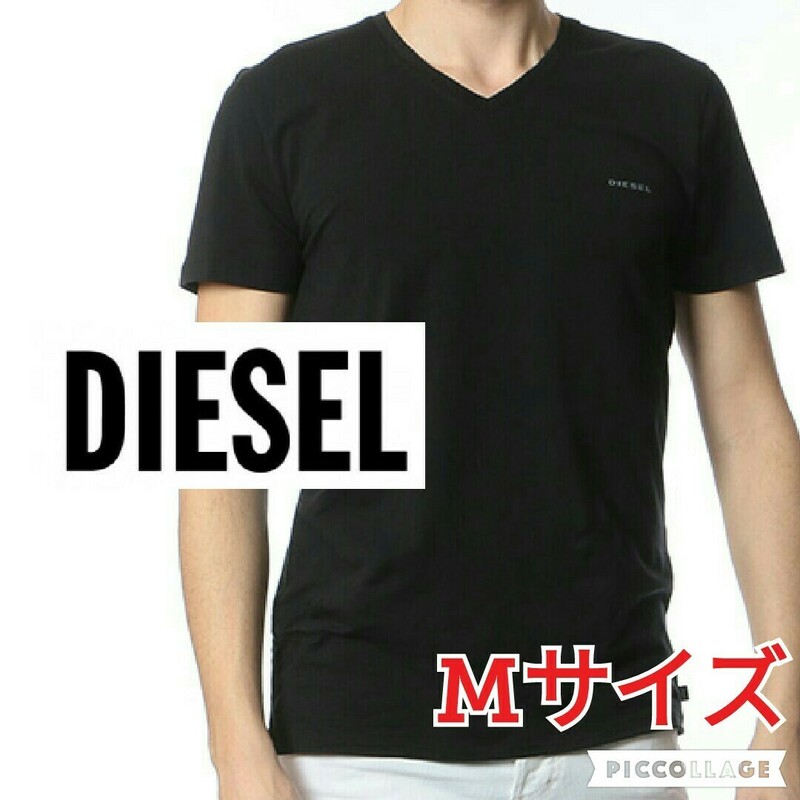 【新品☆ディーゼルMサイズ黒　ワンポイント Tシャツ】メンズ DIESEL アメカジ ブランド アパレル プレゼント 彼氏 ブラック　T-SHIRT 