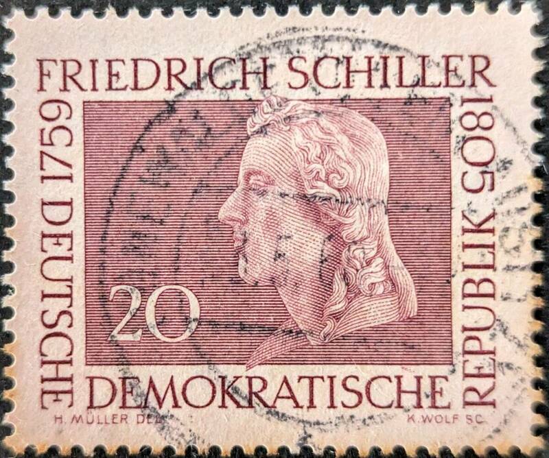 【外国切手】 ドイツ民主共和国 1959年11月10日 発行 フリードリヒ・フォン・シラー生誕200周年。詩人-1 消印付き