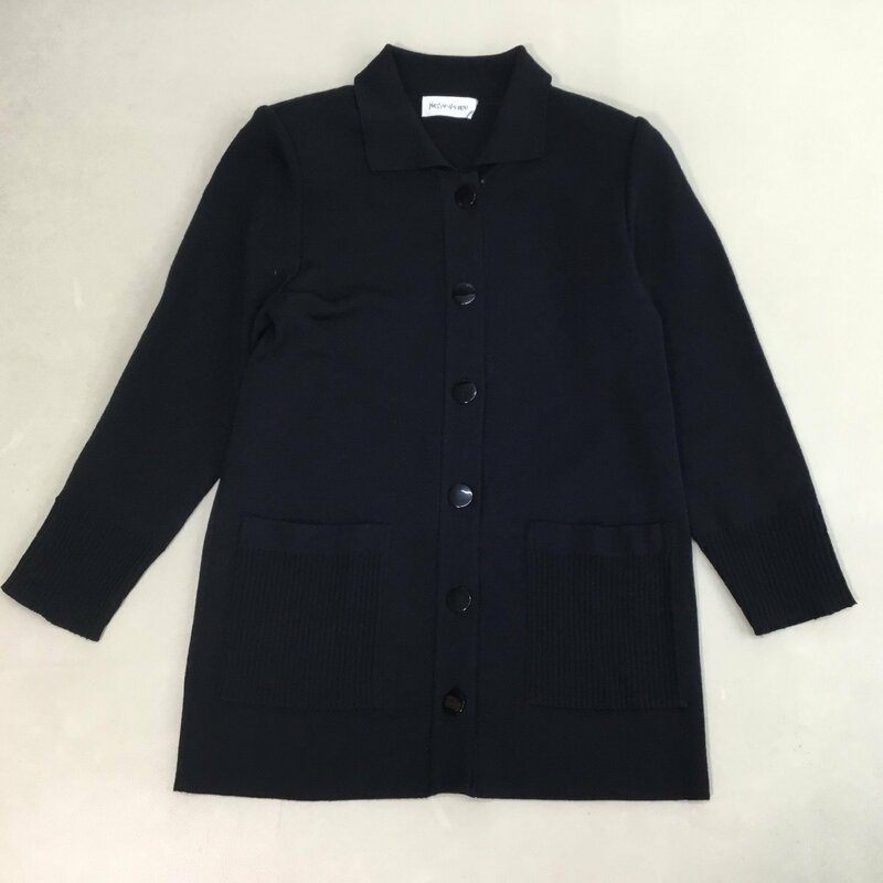 ■YVES SAINT LAURENT イヴ・サンローラン カーディガン 長袖 カシミア入り ボタン サイズ M ブラック /0.66kg■