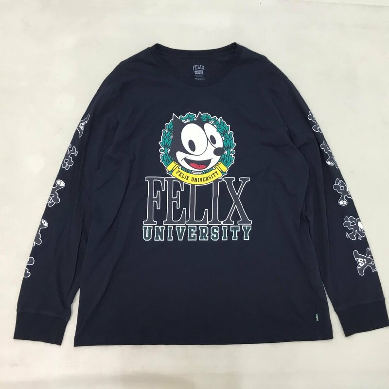 ■Levi's FELIX THE CAT リーバイス フィリックス ロングTシャツ ロンT プリント コラボ ブラック 黒 メンズ サイズL /0.24kg■