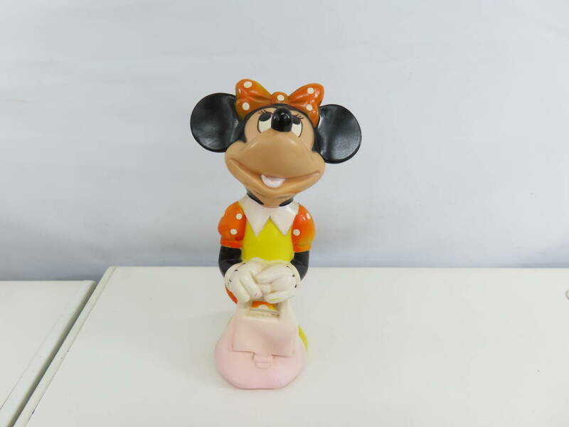 KQ-2【 ディズニー 】 ミニーマウス ソフビ 韓国製 当時物 高さ:約20cm 現状品