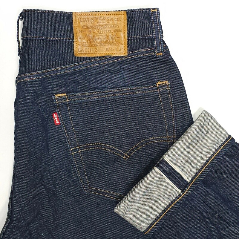 濃紺！米国製Levi'sリーバイス☆551ZジーンズW33ジーパンデニムパンツ赤耳BigEビッグEリーバイスプレミアム145周年記念USAアメリカ刻印5244