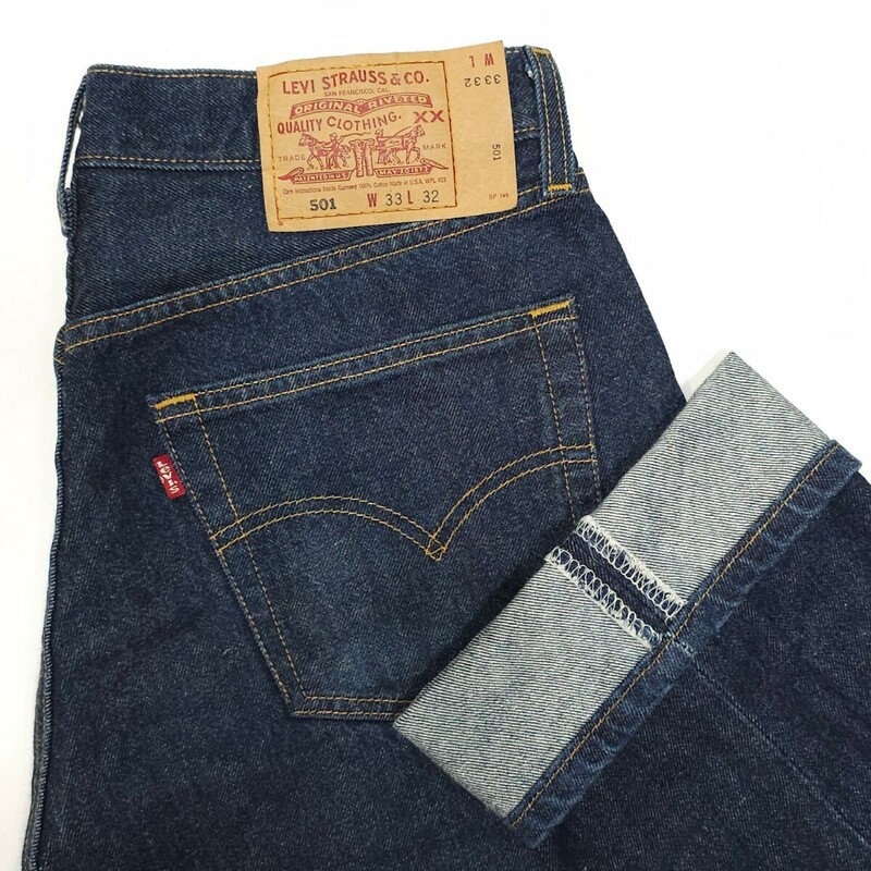 濃紺！米国製Levi'sリーバイス☆501 デニムパンツ W33 ジーンズ ジーパン スモールe レギュラー 脇割 USA製 アメリカ製 ボタン裏553 メンズ