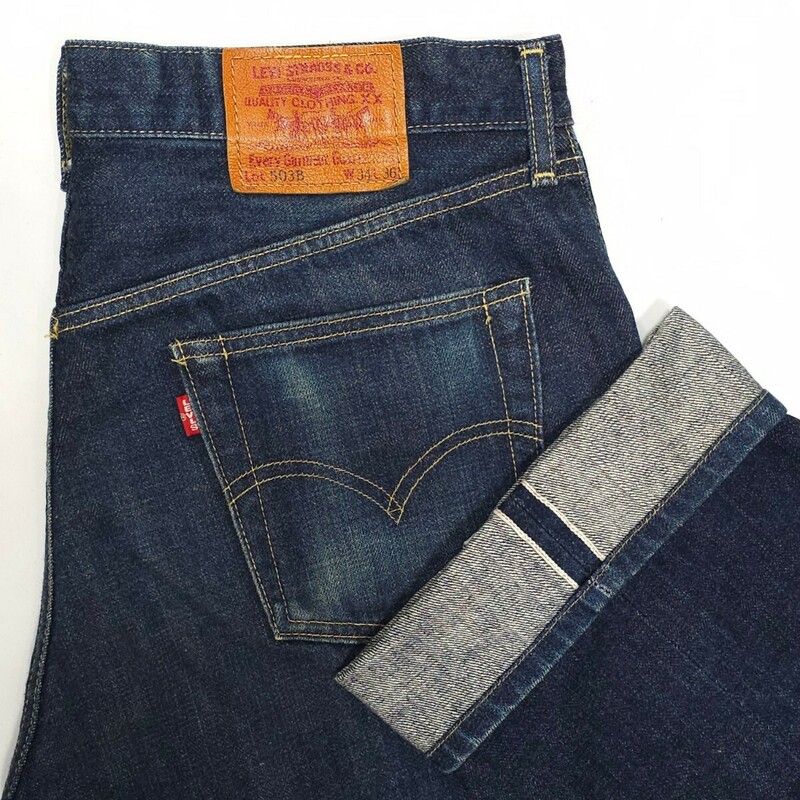 Levi'sリーバイス☆503BXX 503B-XXヴィンテージ復刻W34ジーンズジーパンデニムパンツ赤耳BIG-EビッグE日本製ボタン裏J22 140周年記念メンズ