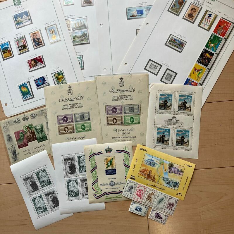 【未使用品】世界の切手　アメリカ切手　1990〜1992 エジプト　他　シート　バラ切手　各種様々　コレクター　収集家　放出品★8