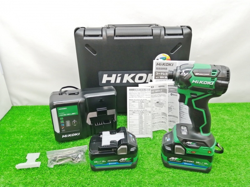 未使用品 HiKOKI 日立工機 36V コードレス インパクトドライバ マルチボルトバッテリ×2付 WH36DC(2XPSZ) グリーン③