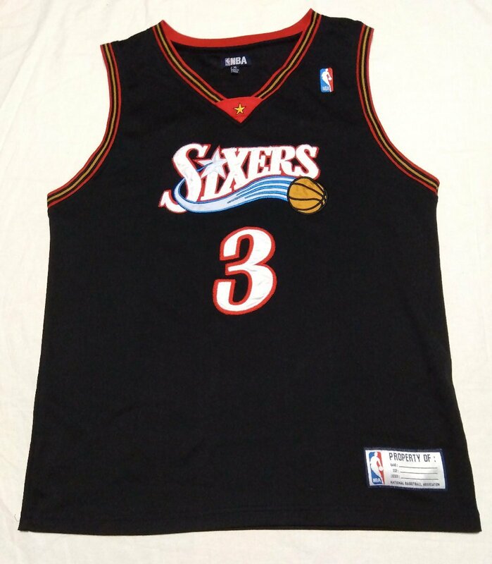 ★NBA SIXERS シクサーズ #3 Allen Iverson アレン アイバーソン★ バスケット ユニフォーム サイズ XL ブラック NBAオフィシャル 01988