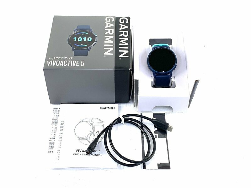 ●【中古品】GARMIN ガーミン VIVOACTIVE 5 フィットネスウォッチ 42ｍｍ 50 ネイビー【動作確認済み】：