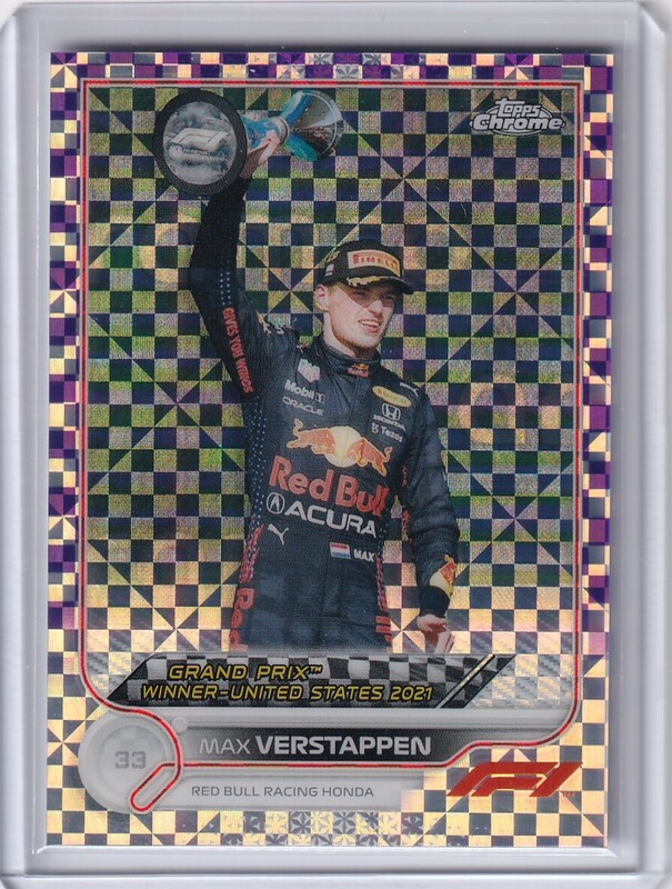 [199枚限定] 2022 Topps Chrome Formula 1 F1 Max Verstappen Grand Prix Winner Checkered Flag Purple /199 マックス・フェルスタッペン