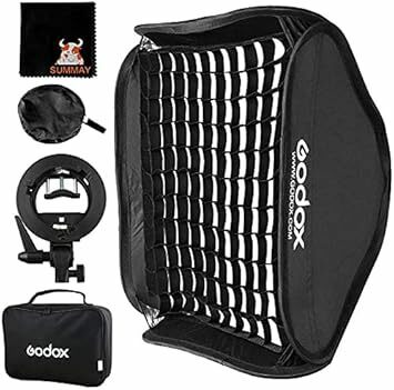 【Godox正規代理】GODOX 60x60cm グリッドソフトボックス+S型ボーエンズマウントブラケット セット 折りたたみ 迅