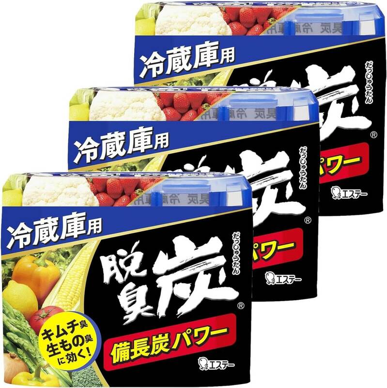 [ 脱臭炭 冷蔵庫用 ]【まとめ買い】 冷蔵庫 脱臭剤 140g×3個 備長炭パワー (キムチ臭 ニンニク臭 生もの臭に) キッチ