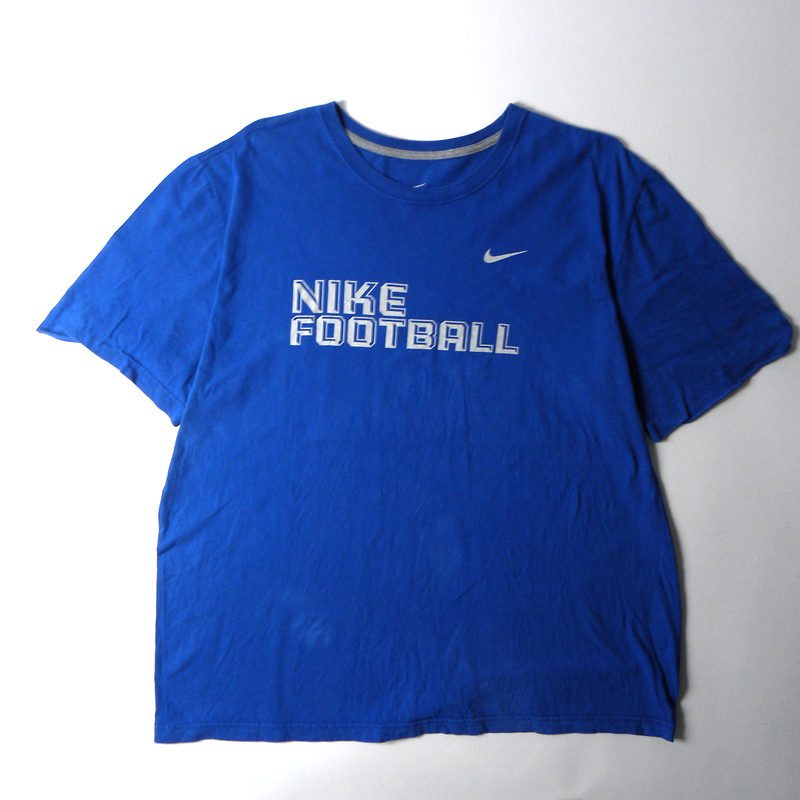 ナイキ NIKE コットン100% ビッグロゴプリント クルーネックTシャツ フットボール 半袖 大きいサイズXXL ブルー m0611-9