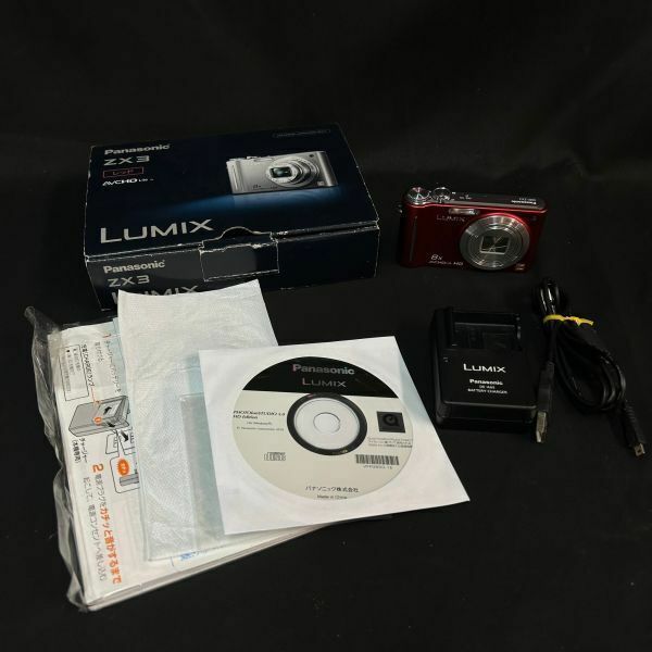 FEc169D06 動作品 Panasonic パナソニック コンパクトデジタルカメラ LUMIX DMC-ZX3 デジカメ 箱付き 赤 レッド