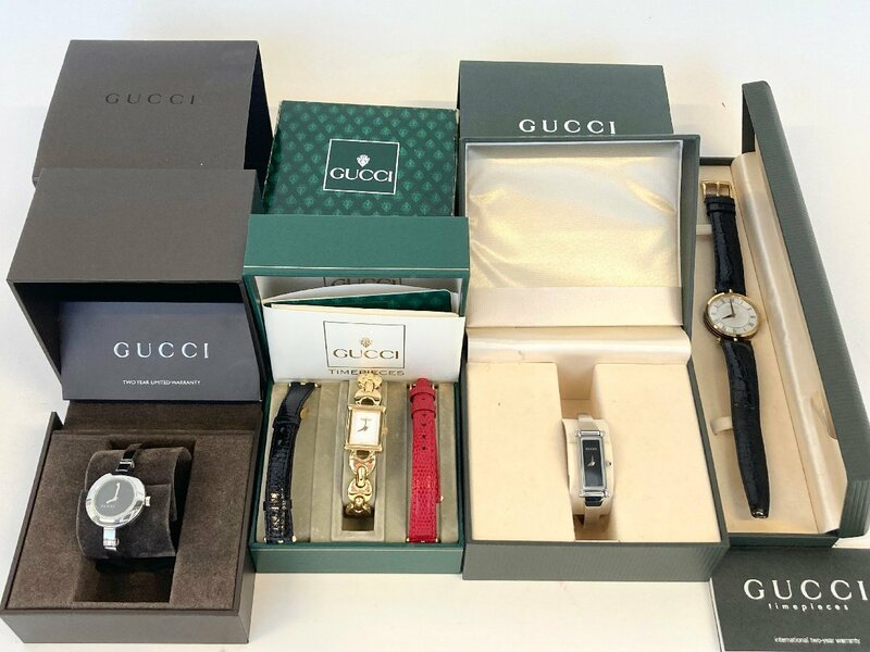 ★ BP ★　１円　GUCCI　グッチ　QZ　メンズ　レディース　腕時計　４本セット　まとめ　箱付　【時計】【中古】