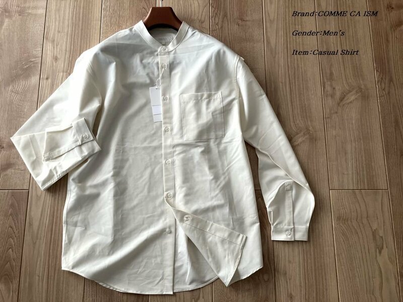 新品訳有り COMME CA ISM コムサイズム スタンダード バンドカラー シャツ 01ホワイト Mサイズ 30IG01 定価5,900円