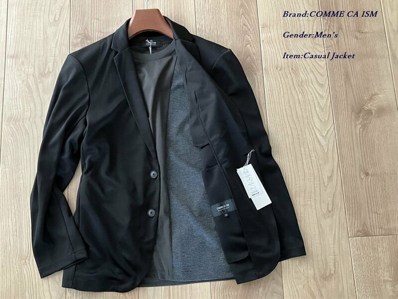 新品訳有り COMME CA ISM MEN コムサイズム ウォッシャブル メッシュ ナローラペル ジャケット 05ブラック Sサイズ 25JC22 定価9,800円