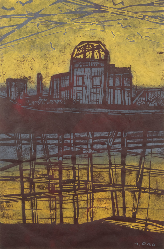 (真作) 版画家「小野忠重」作 『広島の川』 1957 20/30 エルミタージュ美術館蔵　a758