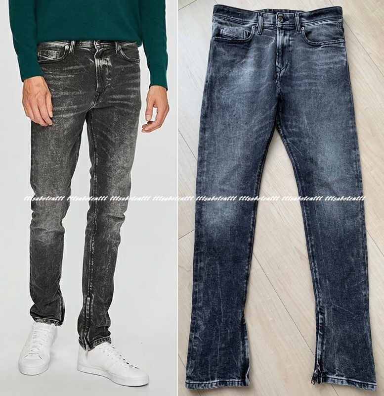 定価49,500円 DIESEL “DEEPZIP” 084WQ SLIM-CARROT 裾ZIP デニム パンツ 28 ディーゼル イタリア製 ストーンウォッシュ