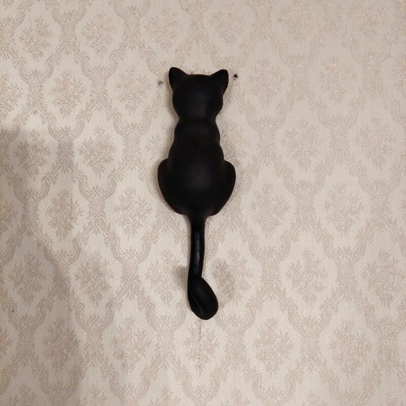 【未使用】黒猫シルエット壁掛けフックアンティーク調ねこネコブラックヴィンテージビンテージレトロクラシックインテリア小物
