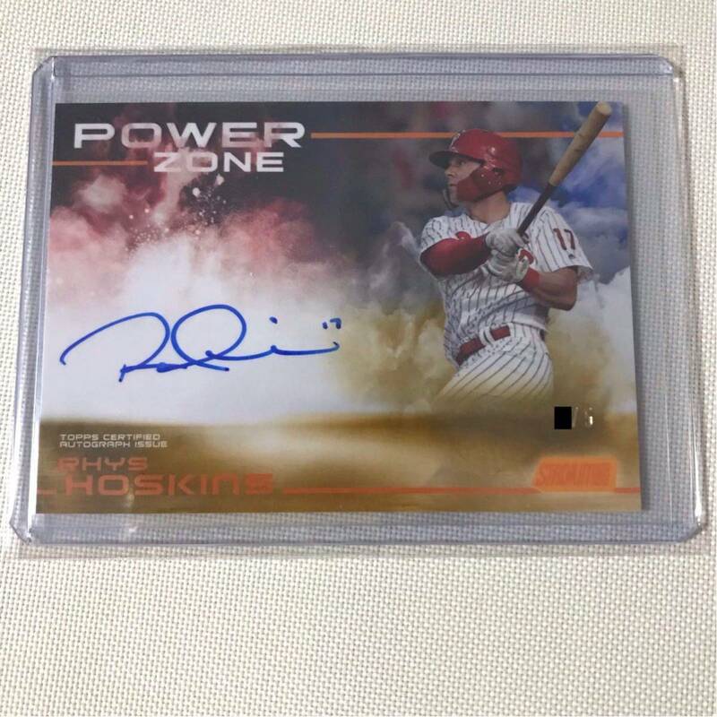 [ホスキンス(Rhys Hoskins)]５枚限定[2019 Topps Stadium Club][Power Zone Auto(PARALLEL Orange)](Phillies(PHI)日米野球 直筆サイン)