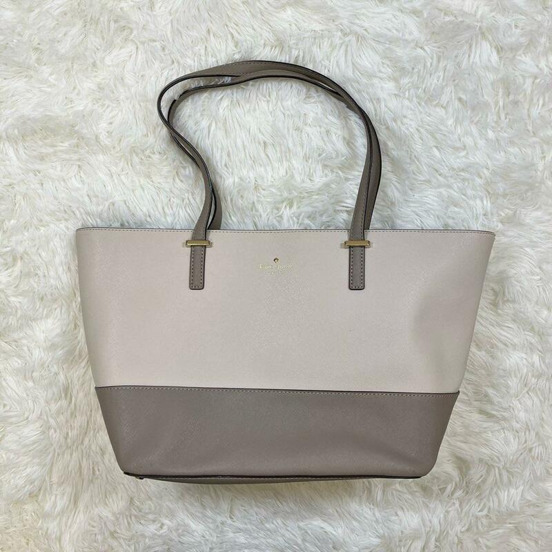 １円～　H-10　80　kate spade ケイトスペード レザー バイカラー トートバッグ　