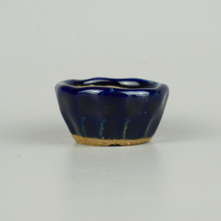 【中古】盆栽鉢 呂山 小鉢 長辺 約5.3cm 丸鉢 釉薬 現品 中古鉢