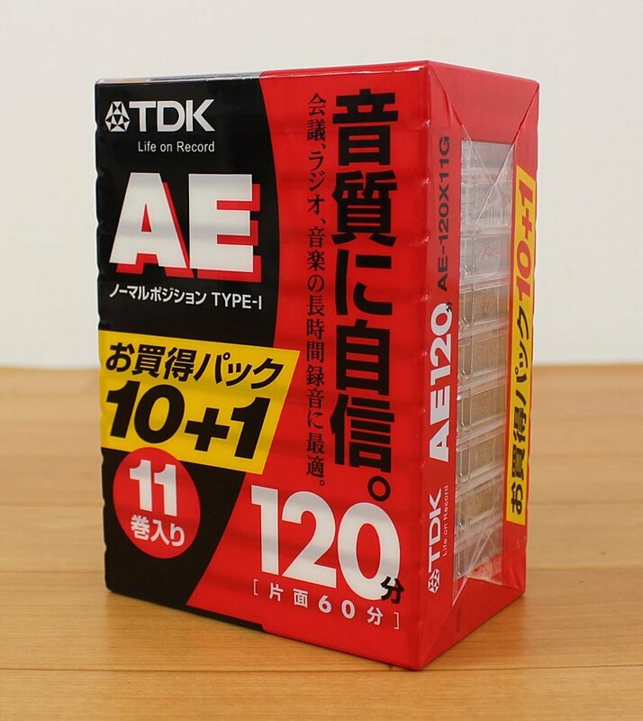 ◆未開封品◆ TDK オーディオカセットテープ AE 120分11巻パック AE-120X11G パッケージ傷み（2746013）