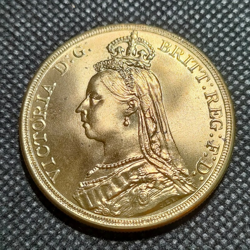 2721　イギリス古銭　ヴィクトリア　約38mm　鍍金金貨　海外コイン　アンティークコレクション