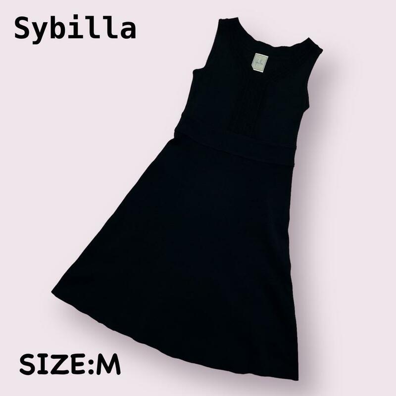 Sybilla　ニットサマーワンピース　ノースリーブ　ブラック　Mサイズ　シビラ