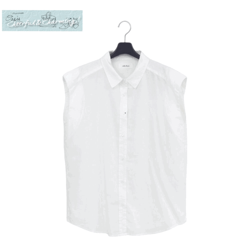 Mila Owen ノースリ肩パッドシャツ 1 ホワイト リネンBLEND '22年商品