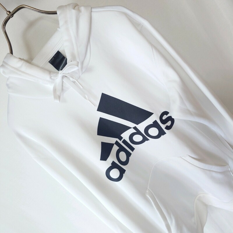 adidas アディダス スポーツウェア ポリエステル パーカー フーディー 長袖 メンズ ホワイト 白