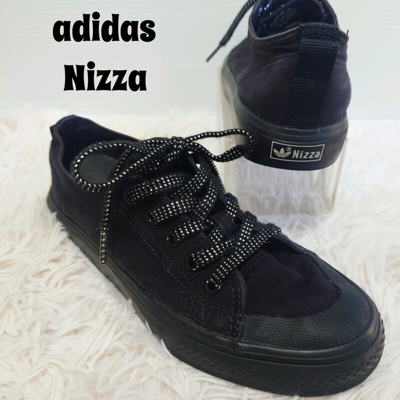 adidas Nizza アディダス キャンバス地 スニーカー シューズ 靴 23.5cm レディース ブラック 黒 型番G95801