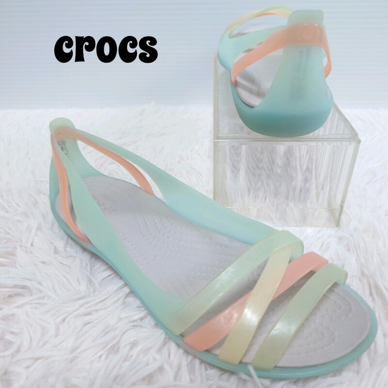 crocs isabella huarache 2 flat クロックス サンダル シューズ 靴 サイズW4 20cm相当 キッズ レディース ライトブルー 水色