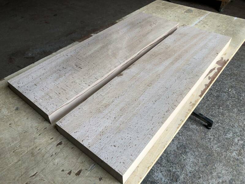 送料無料！【U573F】ブナ 695～698×205～218×37～38㎜ 2枚セット 乾燥材 木工 DIY 材木 天然木 無垢材《銘木すずめや》