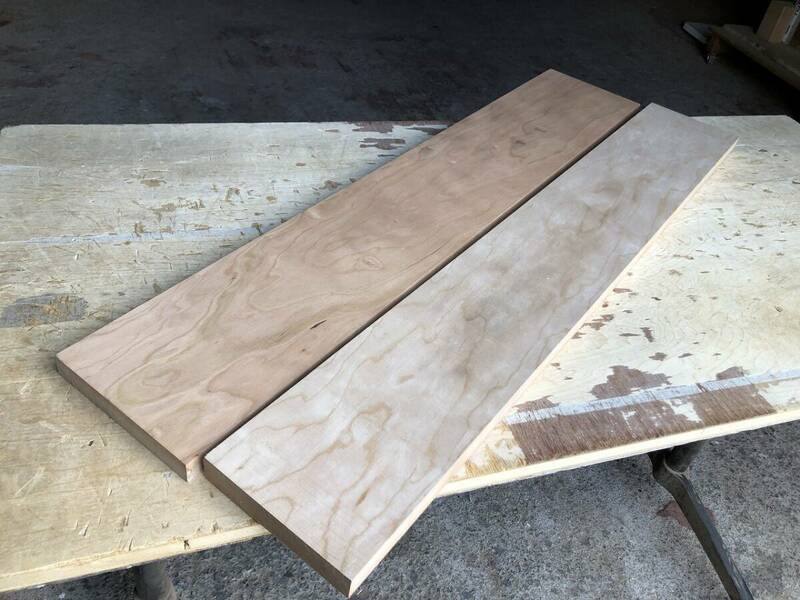 送料無料！【U697G】チェリー 900～905×130～160×21～23㎜ 2枚セット 板材 乾燥材 木工 DIY 材木 天然木 無垢材《銘木すずめや》
