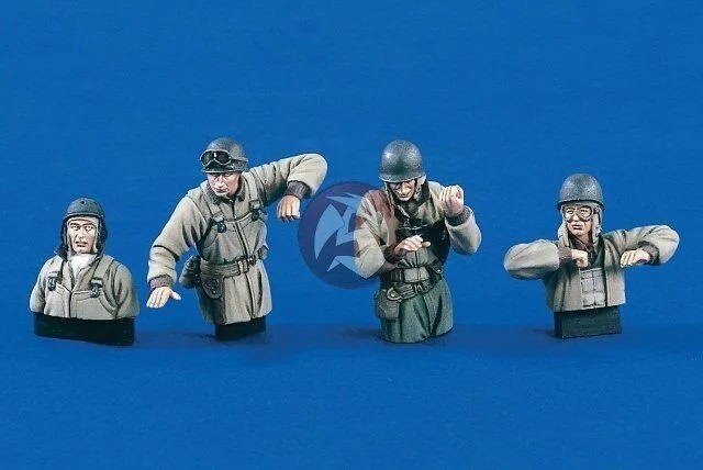 送料1000円 ジオラマ 兵士 4体 1/35スケール ミニチュア 外国兵 上半身 大戦 未塗装 未組み立て フィギュア キット レジン 樹脂模型 H856